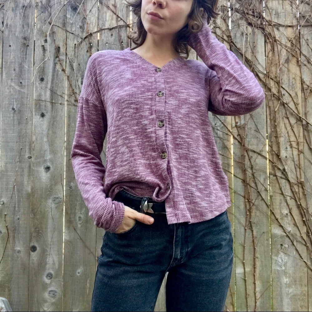 Button up heathered sweater